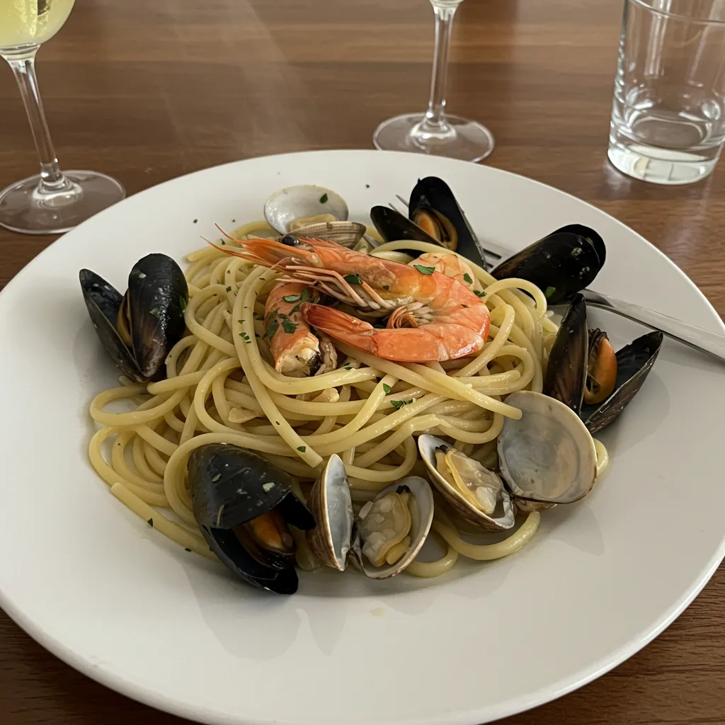 Seafood Linguine with White Wine Sauce: Christmas & Thanksgiving Elegant Holiday Masterpiece - tertiary view